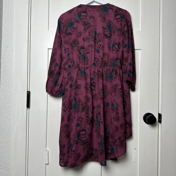 Torrid | NWT | Georgette Wrap Tunic Blouse | Floral Sugar Skulls - Picture 6 of 11